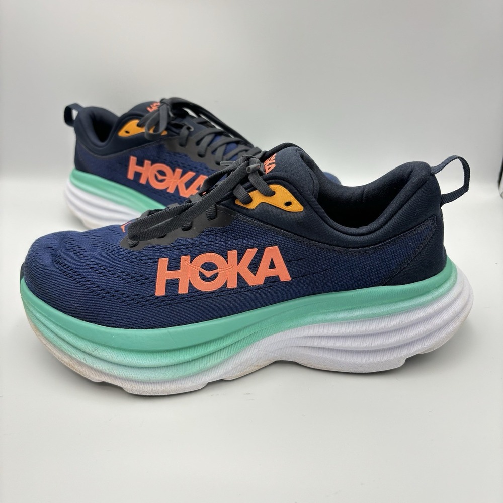 Hoka Bondi 8 Running Shoes Womens 8D Outer Space/Bellwether Blue Sneakers
